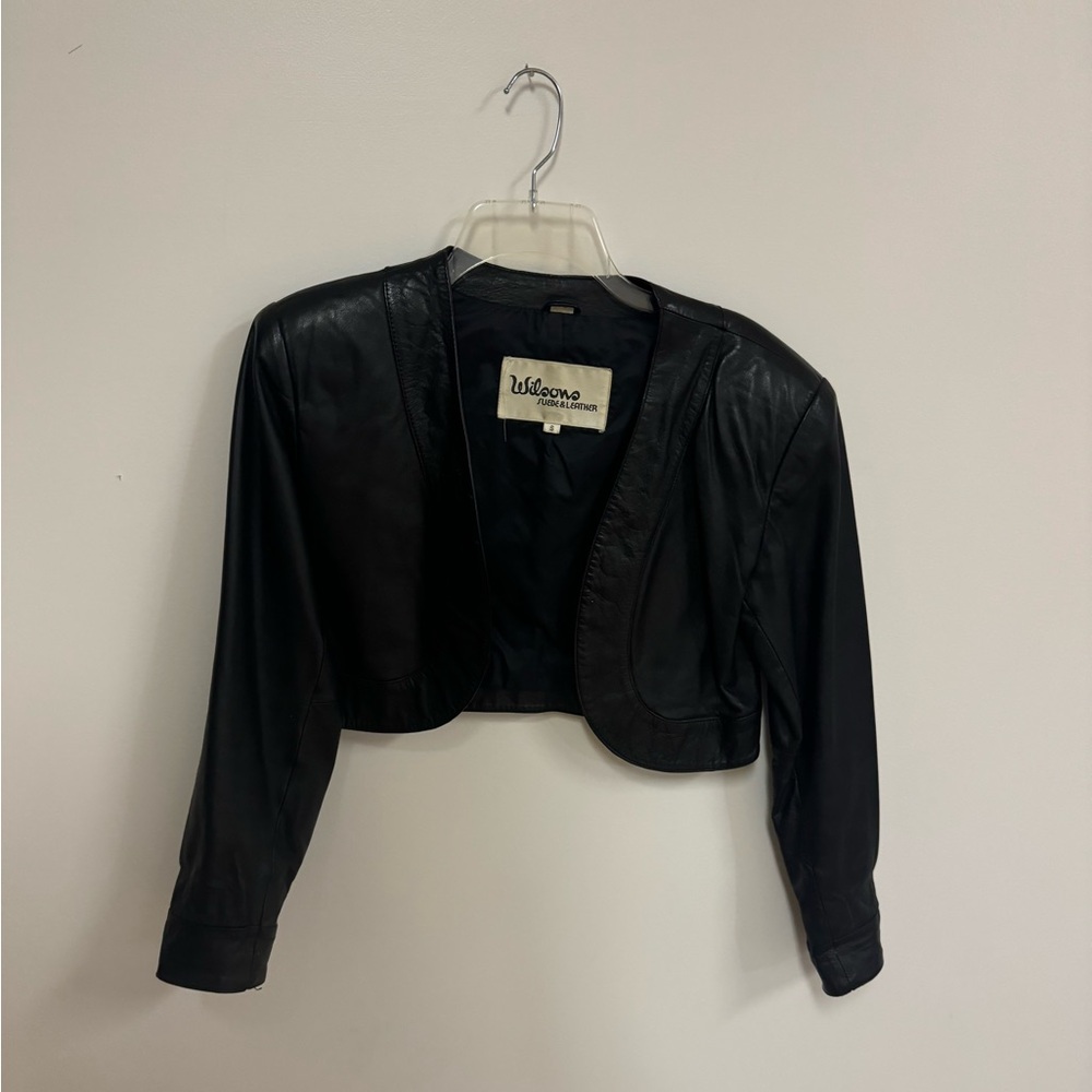 Black Genuine Leather Bolero Jacket